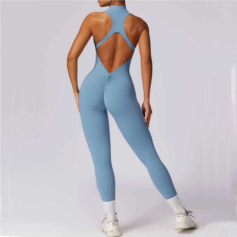 Womens Tracksuit Yoga Set Zipper Jumpsuits One Piece Fitness Workout Rompers Sportswear Gym Set Push Up Workout Clothes Woment251219