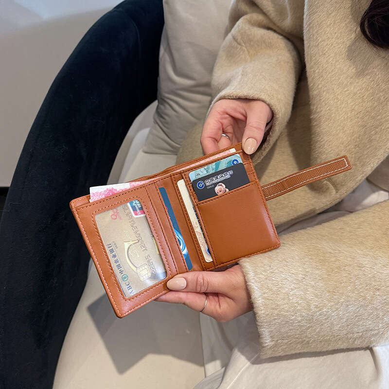 New Drawstring Short Style off High-end Feel Women's Wallet Multi-card Slot Document Organizer