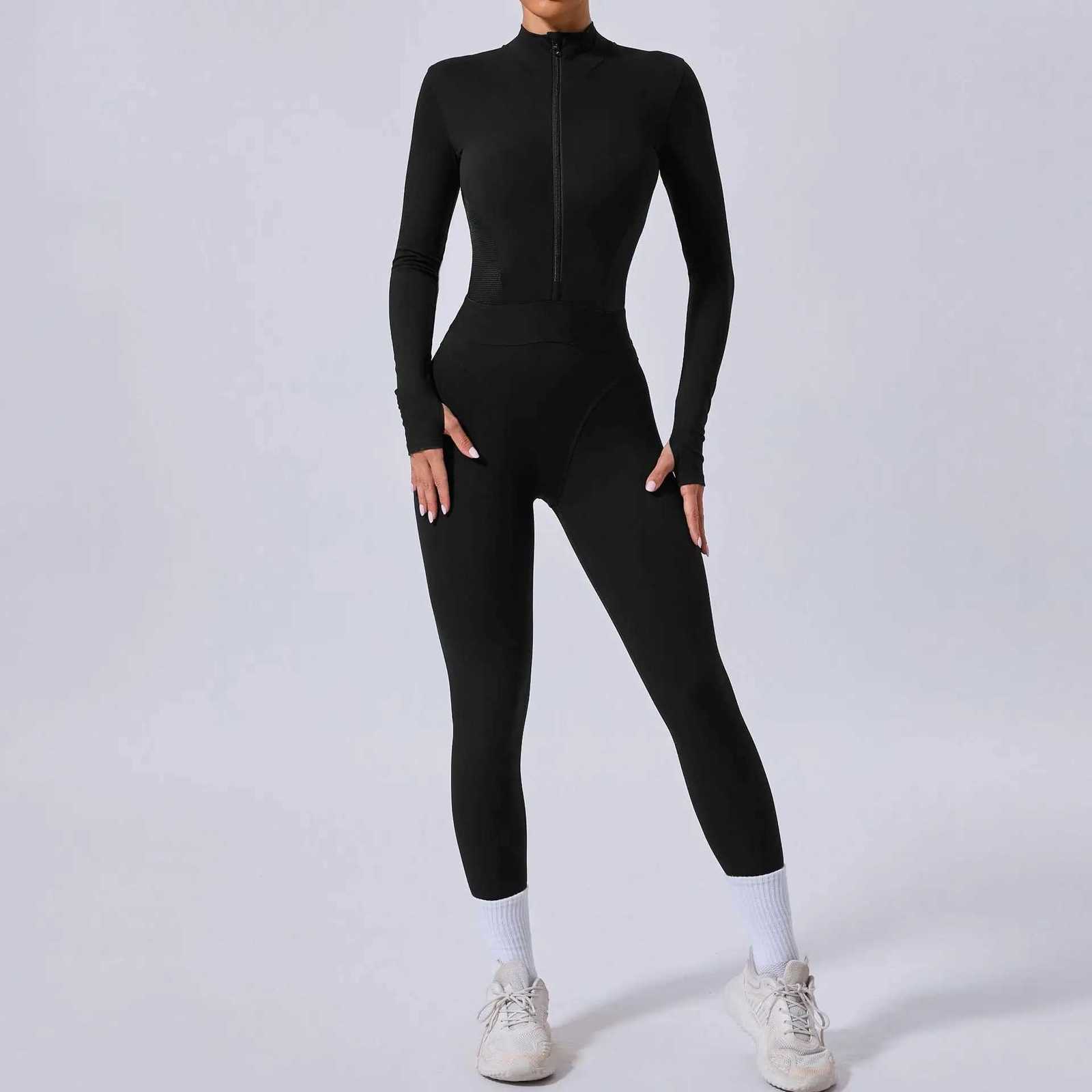 Women Tracksuit Yoga Set One-piece Suit Female Rompers Quick Dry Yoga Clothing Workout Bodysuits Sports Jumpsuit Long Sleevedt251219