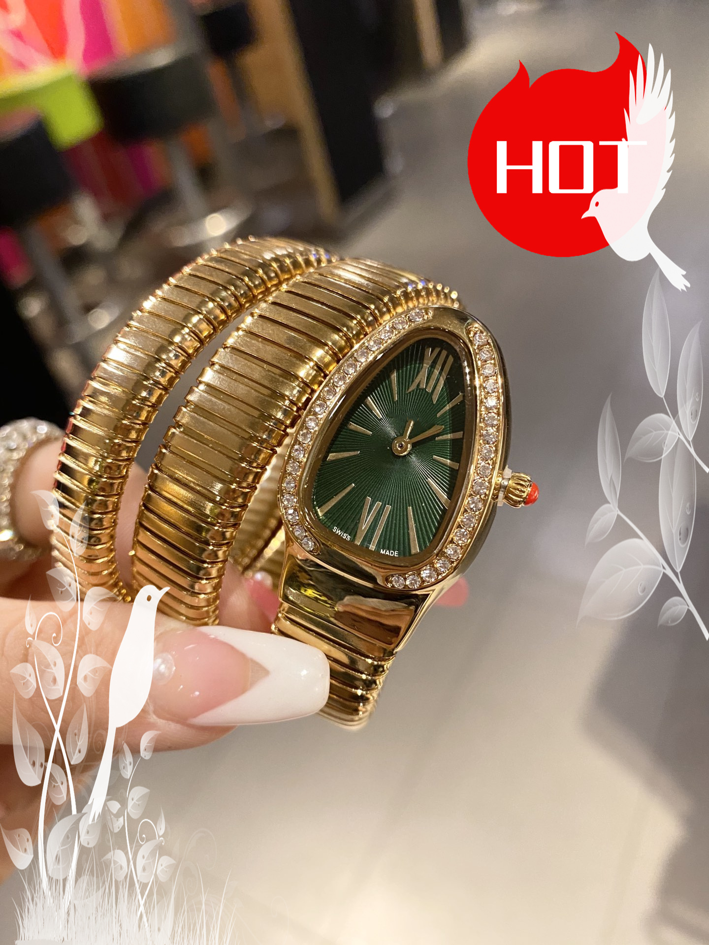 Women SERPENTIity Model Sport Snake watch Quartz automatic movement Luxury Watches Business Stainless Steel Man Square womens Wristwatches #618