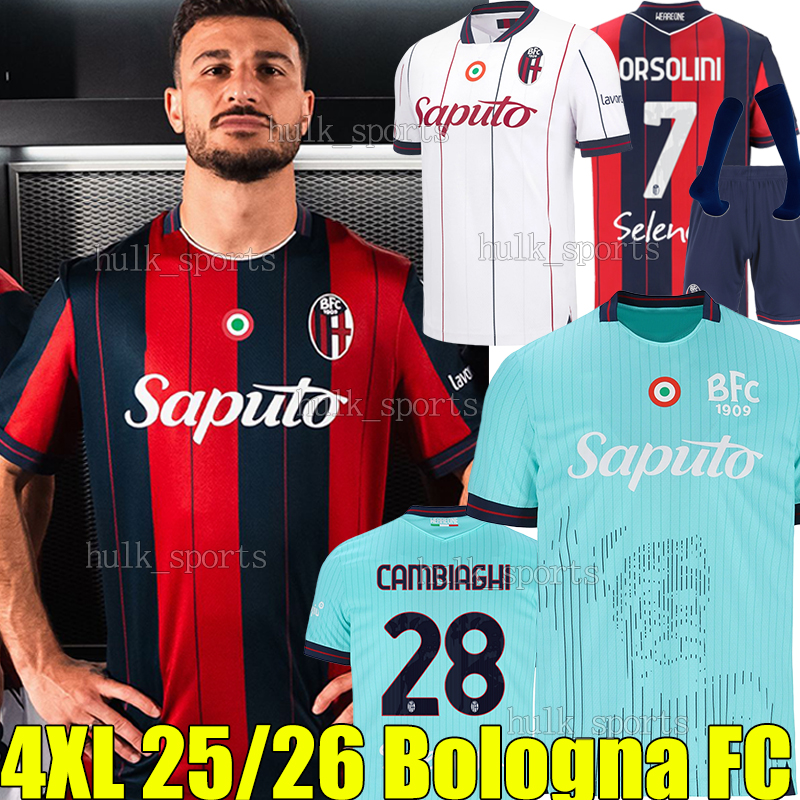 4XL 2025/26 Bologna 3rd Soccer Jerseys ORSOLINI CAMBIAGHI NDOYE DALLINGA CASTRO AEBISCHER AEBISCHER MORO FREULER FERGUSON FABBIAN Men Kids Kit Sets football shirts