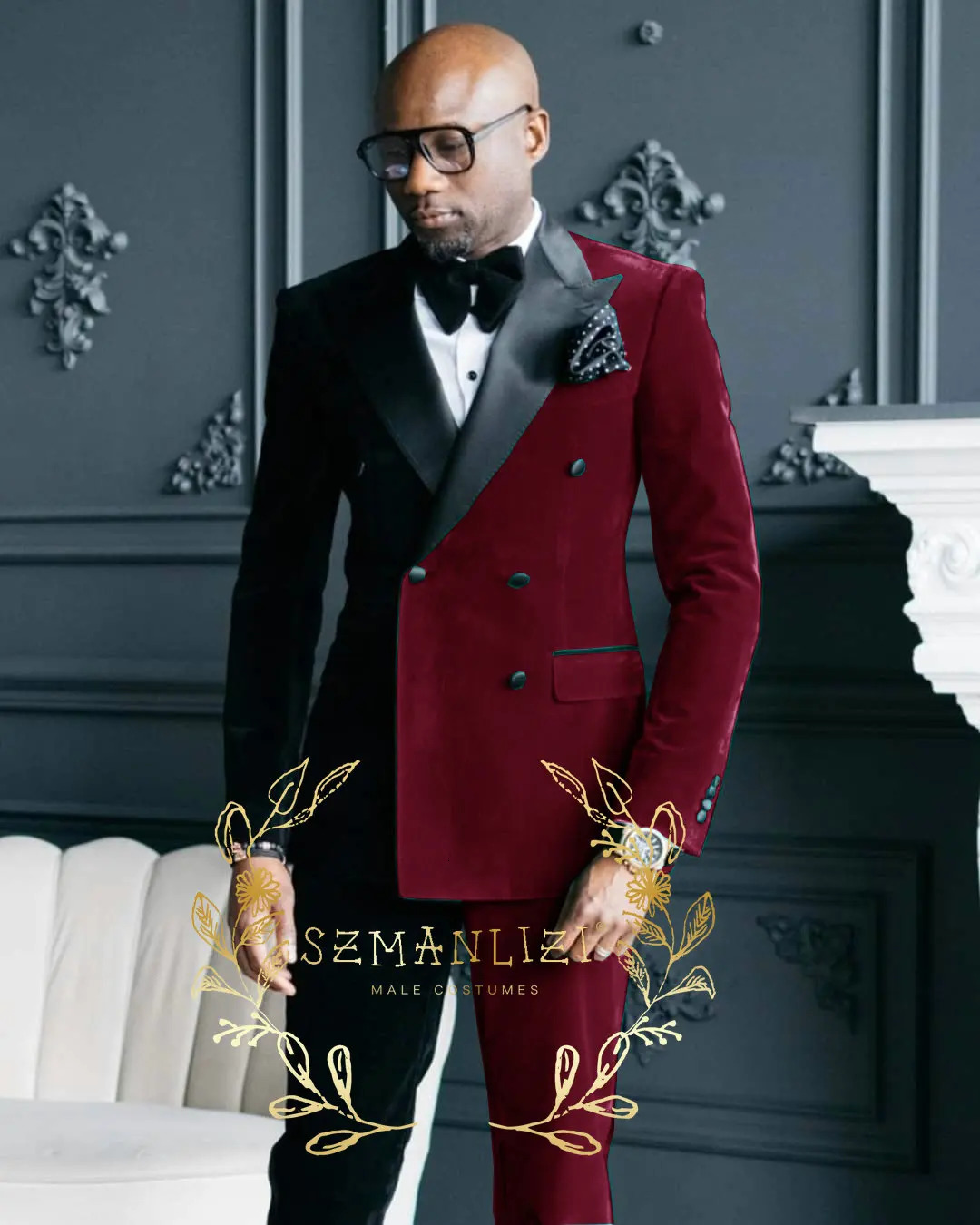 Black Green Velvet Mens Suits Double Breasted Costume Mariage Homme Wedding Tuxedos Groom For Men Tuxedo JacketPants 251211