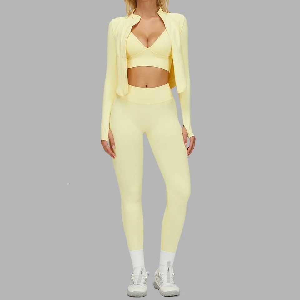 3PCS Yoga Set Seamless Sports Set Women Tracksuit Quick-Drying Gym Set Women Tracksuit Running Workout Long Sleeve Yoga Clothingt251219