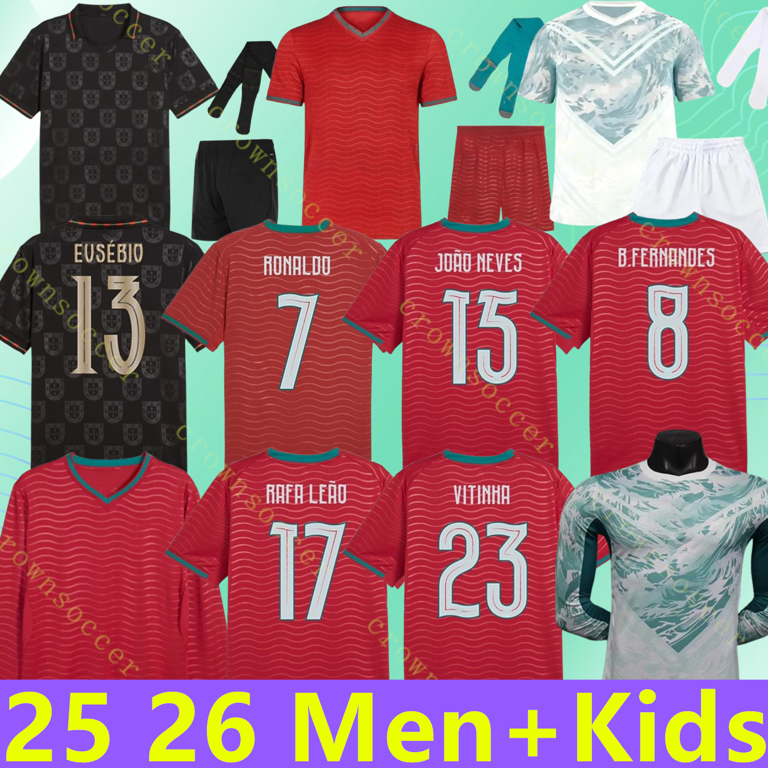 25 26 soccer Portuguesa RoNalDo Jerseys JOAO FELIX BERNARDO B. FERNANDES PEPE JOAO NEVES NETO VITINHA G. RAMOS DIOGO J. 2025 2026 Portugal football shirt Team Men Kids kit