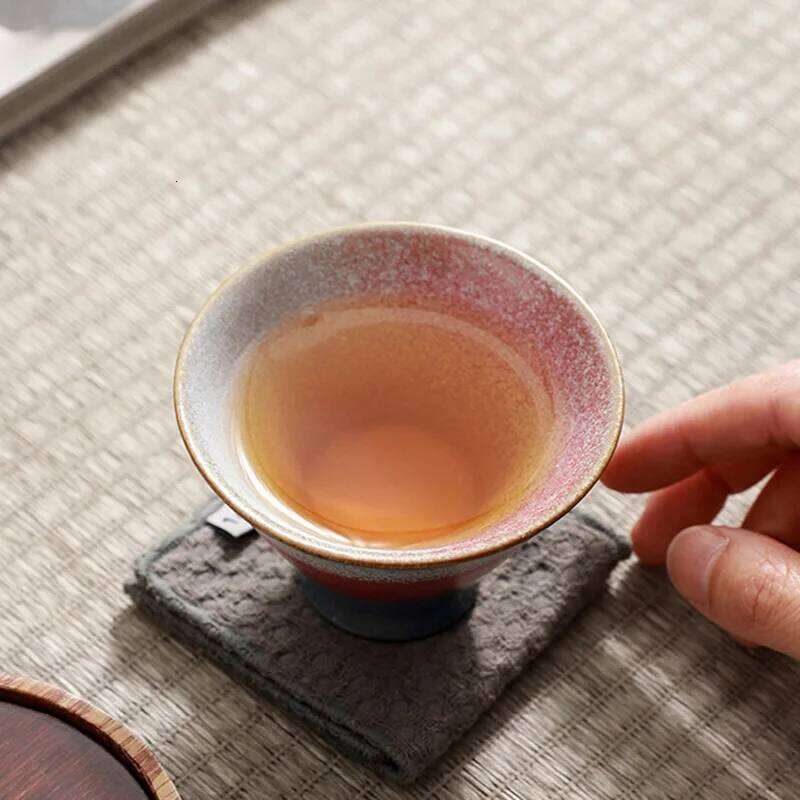 Japanese Seto Yaki Bowl Iron Rich Clay Rainbow Crystalline Glaze Handmade Ceramic Tenmoku Chawan for Matcha Tea Ceremony 25L1219