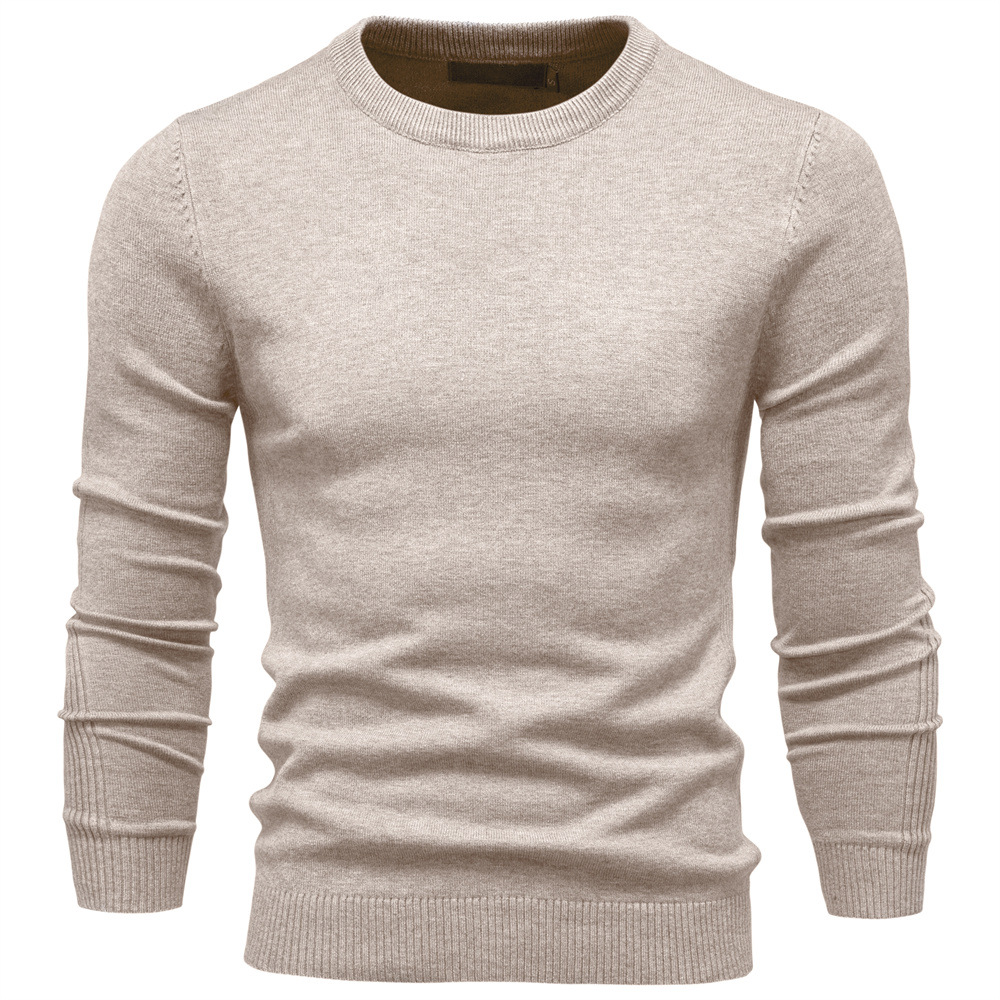 WOZK Autumn and winter new casual men's solid color pullover sweater round neck knitted sweater casual men's inner top plus size high qualit