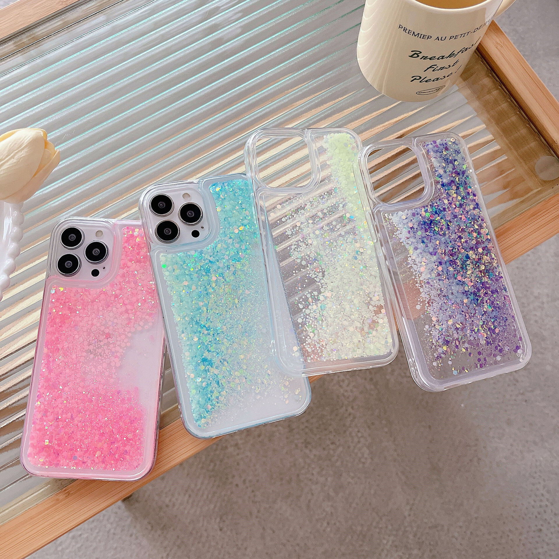 Creative Luminous Sand 17 Pro Max, Flowing Phone Apple 16, Glitter Slide Case for iPhone 15, Fluorescent