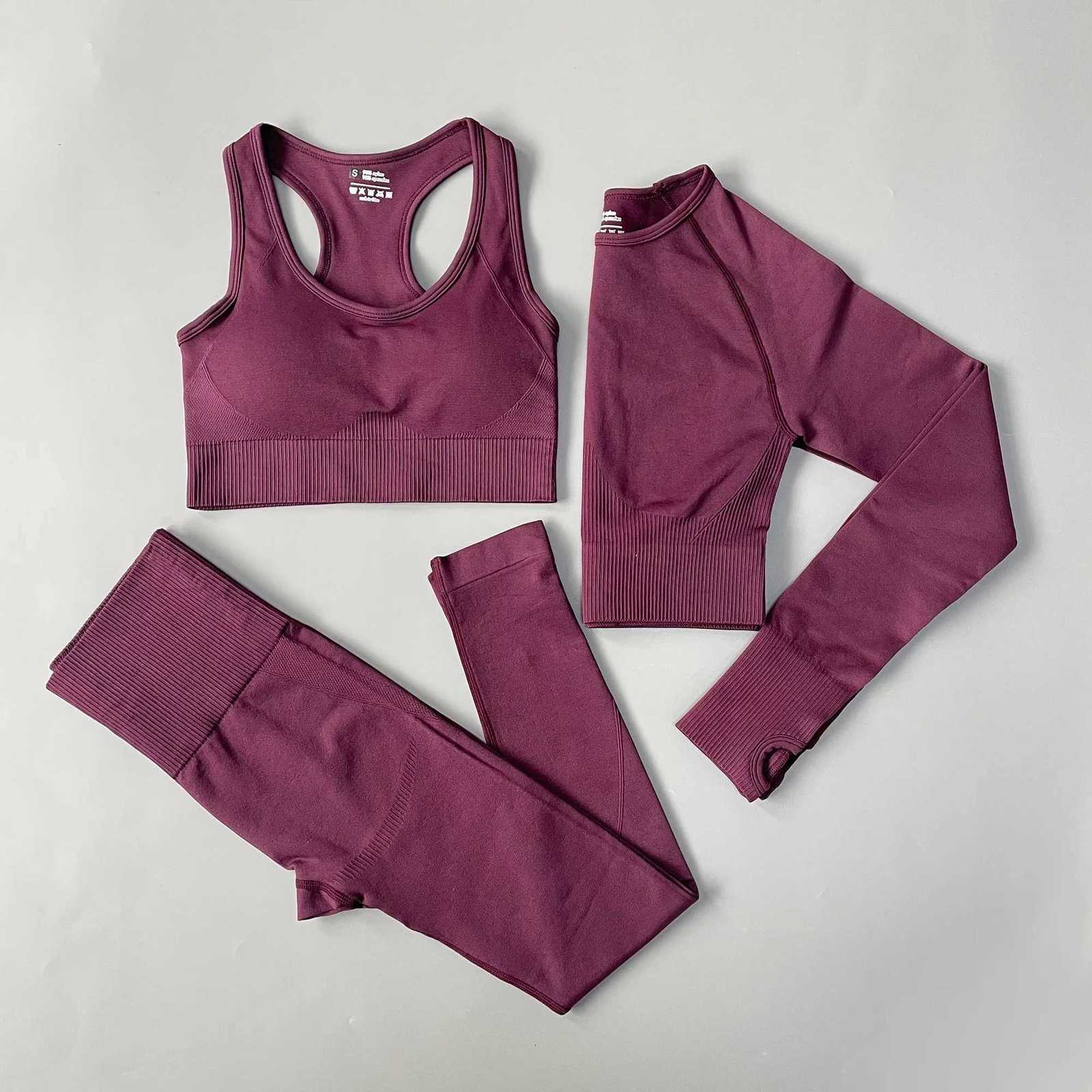 2/3/4PCS Seamless Women Yoga Set Workout Sportswear Gym Clothing Fitness Long Sleeve Crop Top High Waist Leggings Sports Suitst251219
