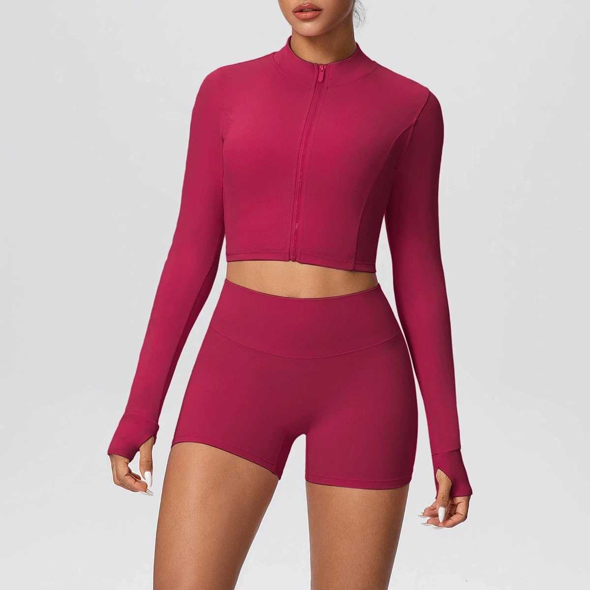 2 Piece Yoga Suit for Womens Fitness Suit Gym Clothes Short Jacket Matching Impact Sports Impact Shorts Workout Sets Gym Outfitt251219