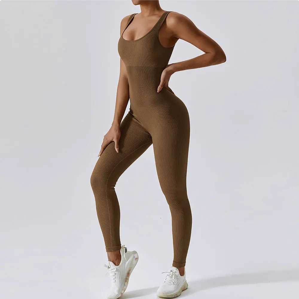 Womens Tracksuit Seamless Yoga Set Yoga Jumpsuits One Piece Workout Rompers Sportswear Gym Set Ribbed Workout Clothes for Woment251219