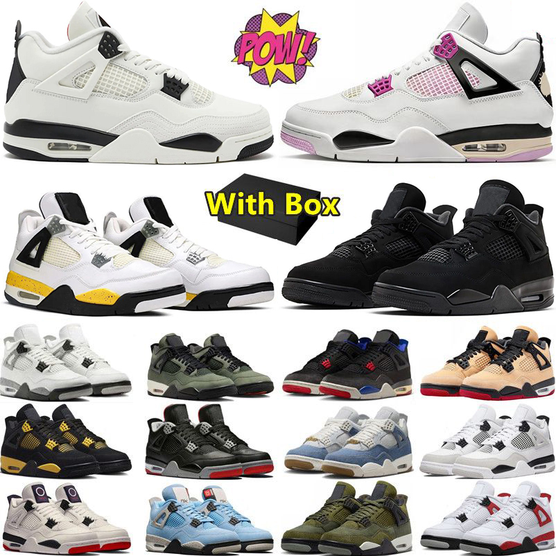 Designer Sneakers Basketball 4 Mens Womens 4s Comic Flight Club Black Cat Military Canvas Red University Blue Thunder Pink Cactus mens Trainers Outdoor Sports shoes