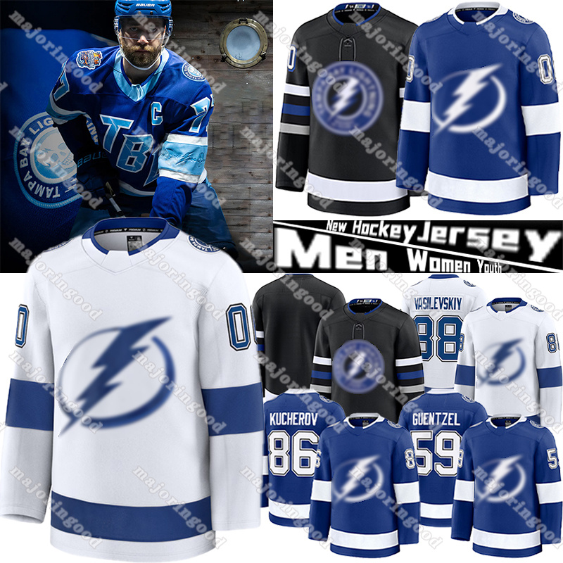 #86 Nikita Kucherov tampa bay hockey jersey lightning jersey #88 Andrei Vasilevskiy Steven Stamkos Brayden Point Victor Hedman Jake Guentzel Anthony Cirelli jerseys