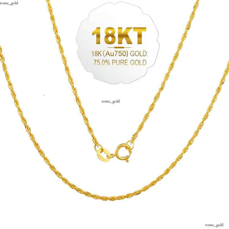 Wholesale Manufacturer Hemp Rope Pure Fine Jewelry AU750 18k Real Gold Chain Necklace