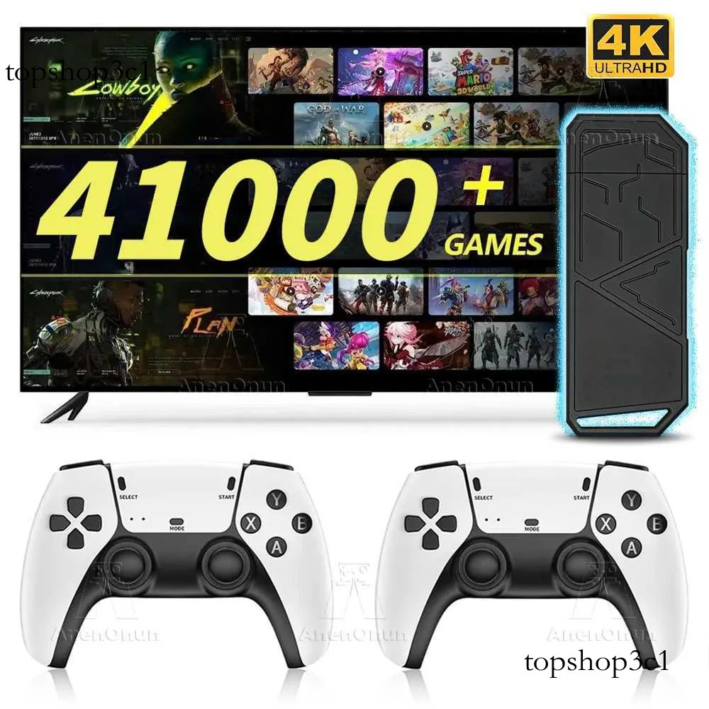 4K Stick 41000+ Games 9 Classic Emulator TV Video Game Console High Quality Emuelec Retro Gaming hine with 2 ControllerXJ241204