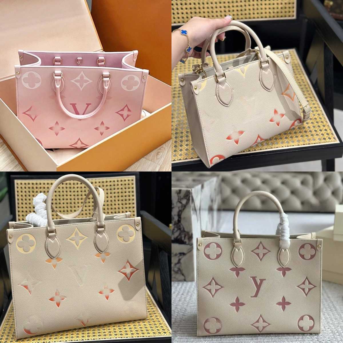 Shoulder Bags Designer Luxury Women Fashion Shopping Bags Printed on the go Handbags High Quality Totes Flower Embossed Pink Classic Shoulder Bag Clutch Bags wallet
