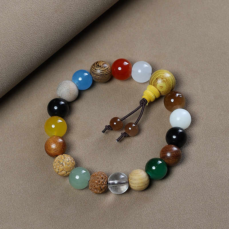 Eighteen Seed Multi-Treasure Bracelet Bodhi 18 Seeds 18 Beads Buddhist Jewelry Star Moon Cultural Play Men and Women Bracelet Live Streaming Hot Item