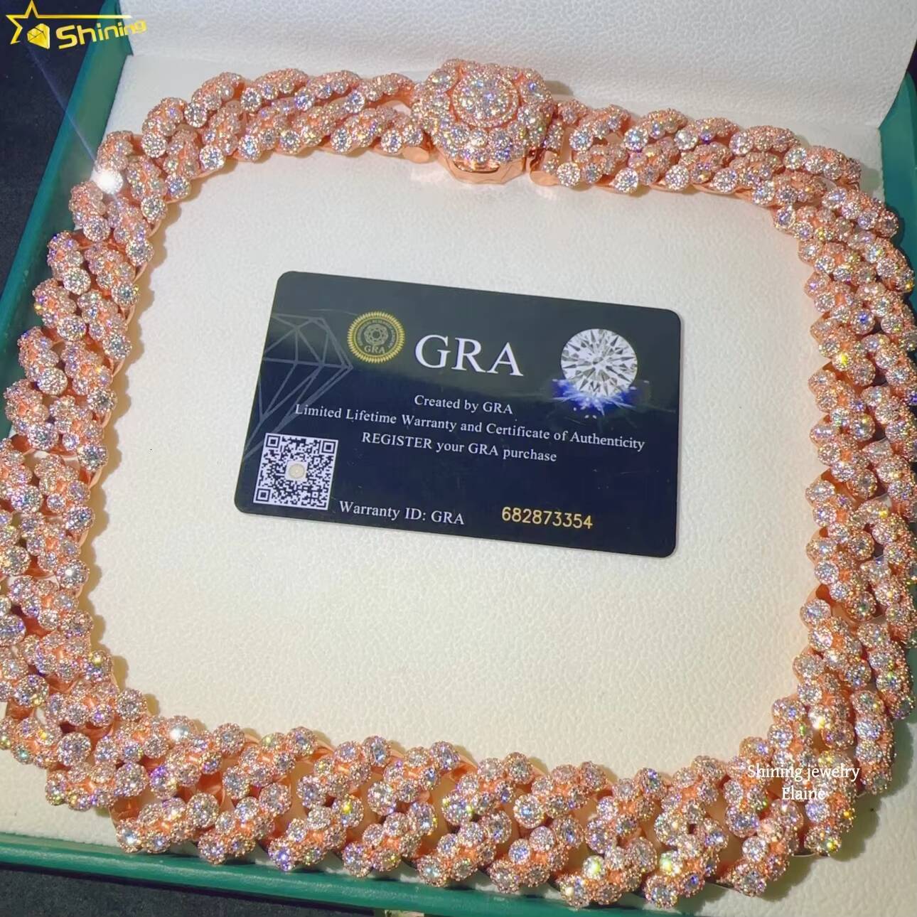 High Quality Iced Out Custom 925 Sterling Silver Moissanite Hip Hop Fashion Jewelry Diamond Miami Cuban Link Chain Necklace