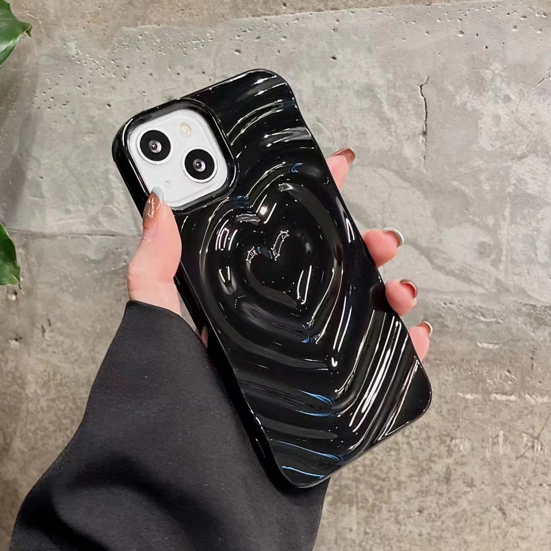 Solid Color 3D Heart Compatible with iPhone 17 Apple 16 Pro Max Phone New 15 Couple 14 Soft Case for Women