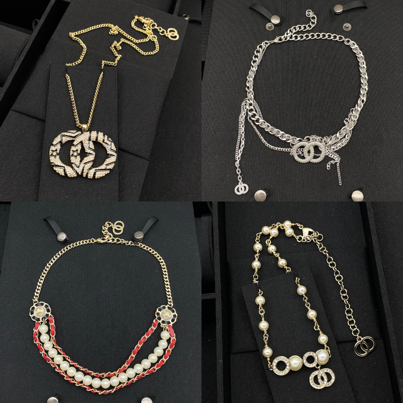 Crystal Pendant Necklace Classical Jewerly Women Necklace Choker Copper Chain Geometry Necklaces Pearl Sweater Chain Accessories Love Birthday Gifts