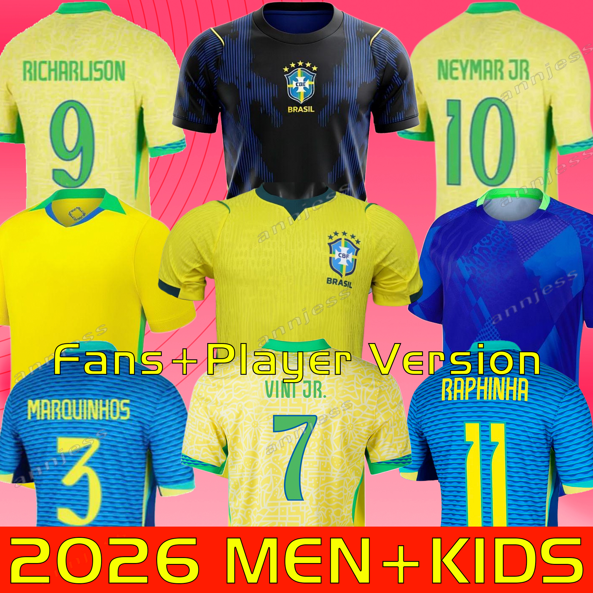 26 27 BraziLS Soccer Jersey Copa America Cup NEYMAR VINI JR 2002 2004 Retro jersey BrasIL National Team Football Shirt 2026 JESUS Special Home Away Fans Player
