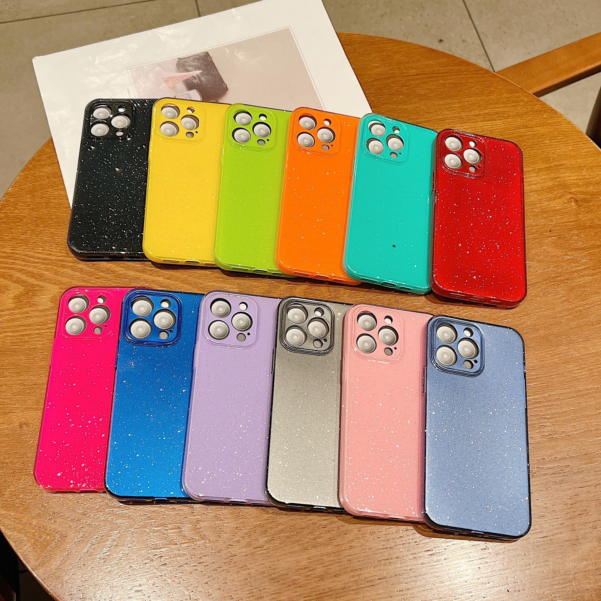 Glitter Jelly Phone Compatible with iPhone 17 Pro Max Apple 16 Soft Case Solid Color 15 Full Coverage 14 Export 13