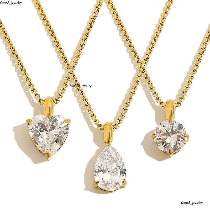 MICCI 18k Gold Sterling Silver Matte Waterproof Jewelry White Stone Simple Exquisite Necklace