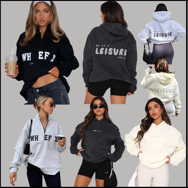 White Foxset Hoodie Womens Designer Fashion American High Street Loose Letter Printing Casual Sweatshirt Cotton Half Height Zipper School Youth Pullover