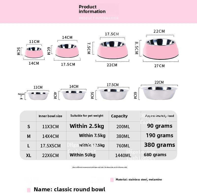 Designer Pets Bowls 2 in 1 Dog Food Water Bowl, Luxury Stainless Steel Pet Dishes Melamine Cat Feeder Bowls with Non-Skid Base for Medium Small Dog, F