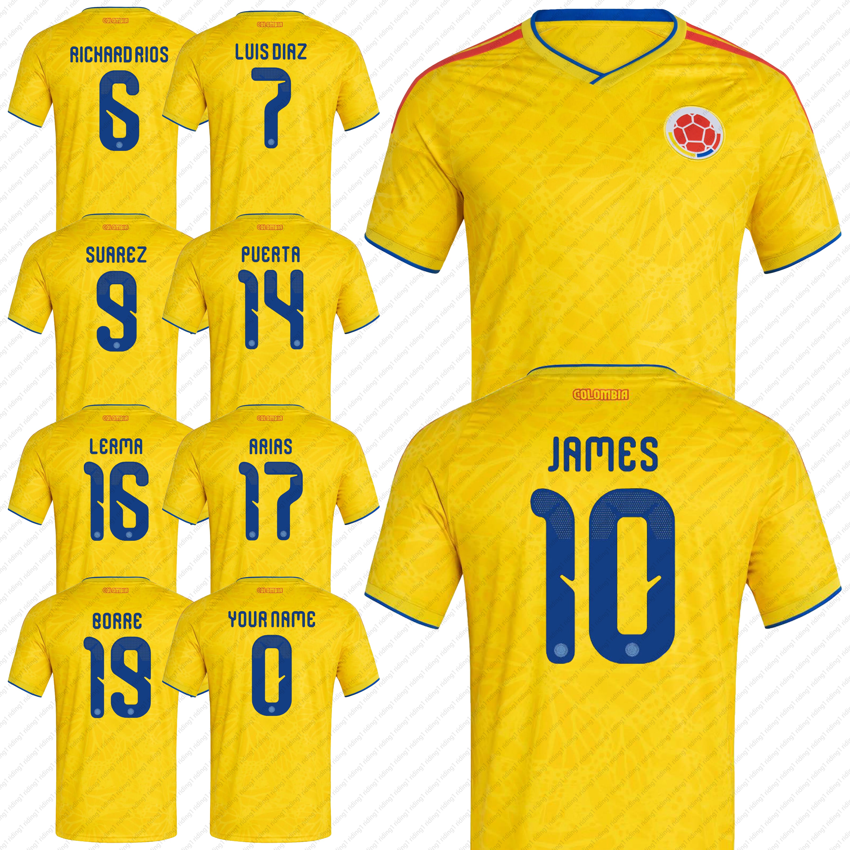 Colombia National Team Jersey 2026 World Cup James No.10 Home Soccer Jersey Rios No.6 Diaz No.7 Fan Replica Unisex Football Shirt