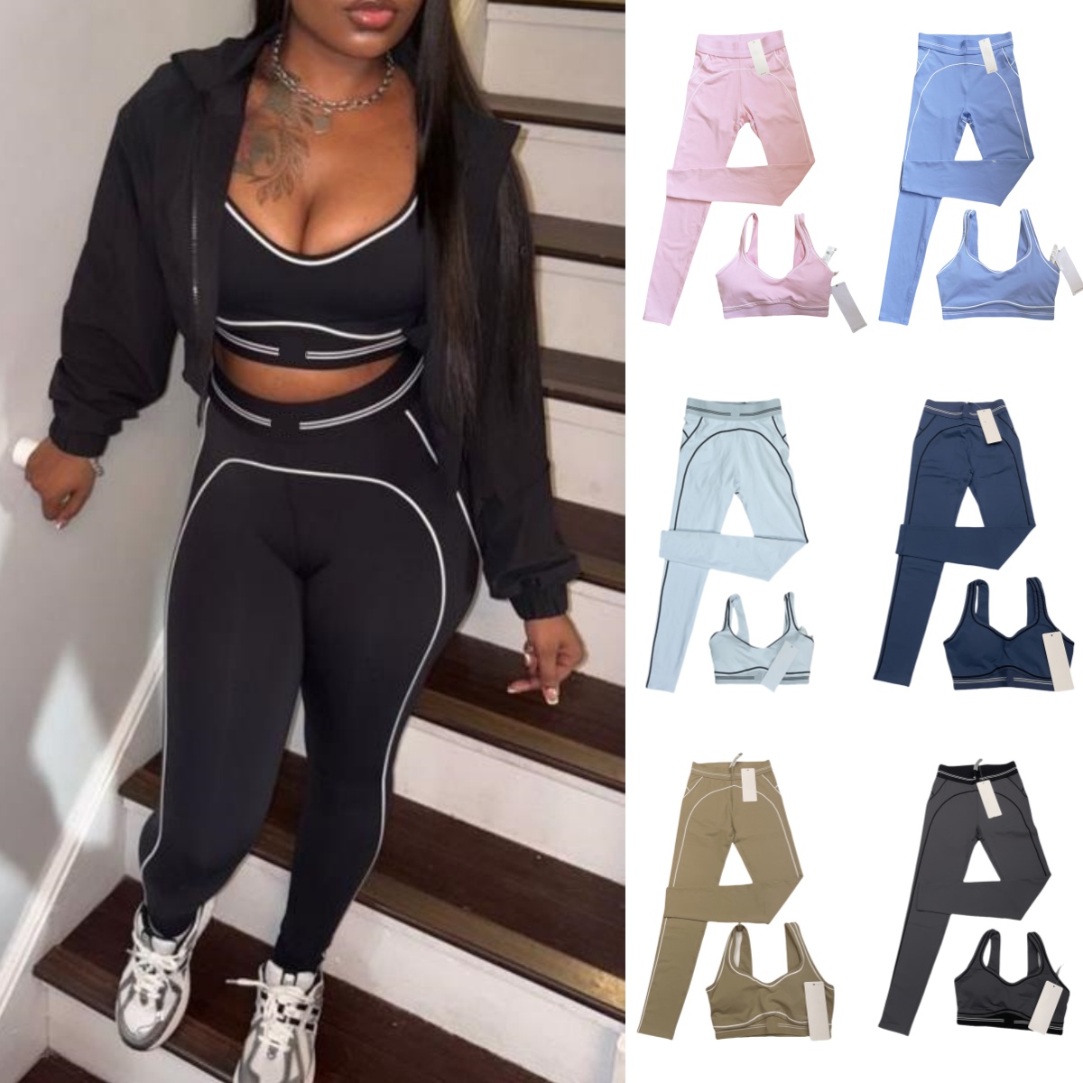 2026 NEW 10A Breathable Bra leggings Set Women Soft Elastic Pants Outfits Sports Pants Fitness Wear Set Shorts Sports Bra alosetness women sweat set
