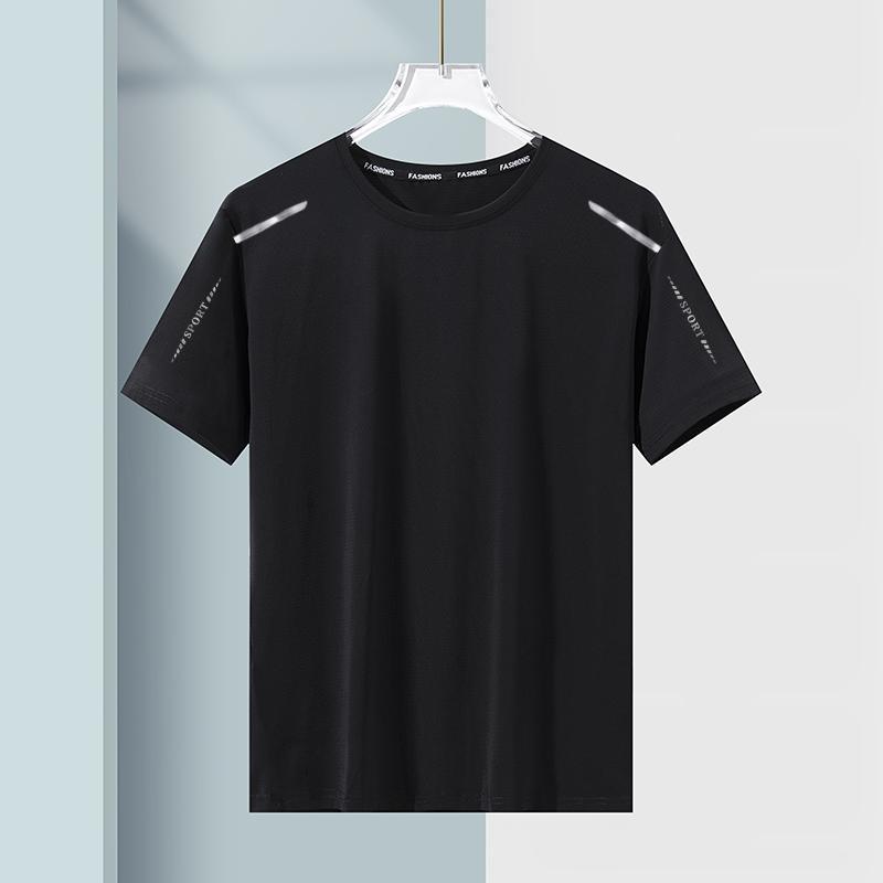 Men's Summer Quick-Dry T-Shirt, Loose Cool Breathable Stretch Big Size Sports Short-Sleeve for Gym & Running