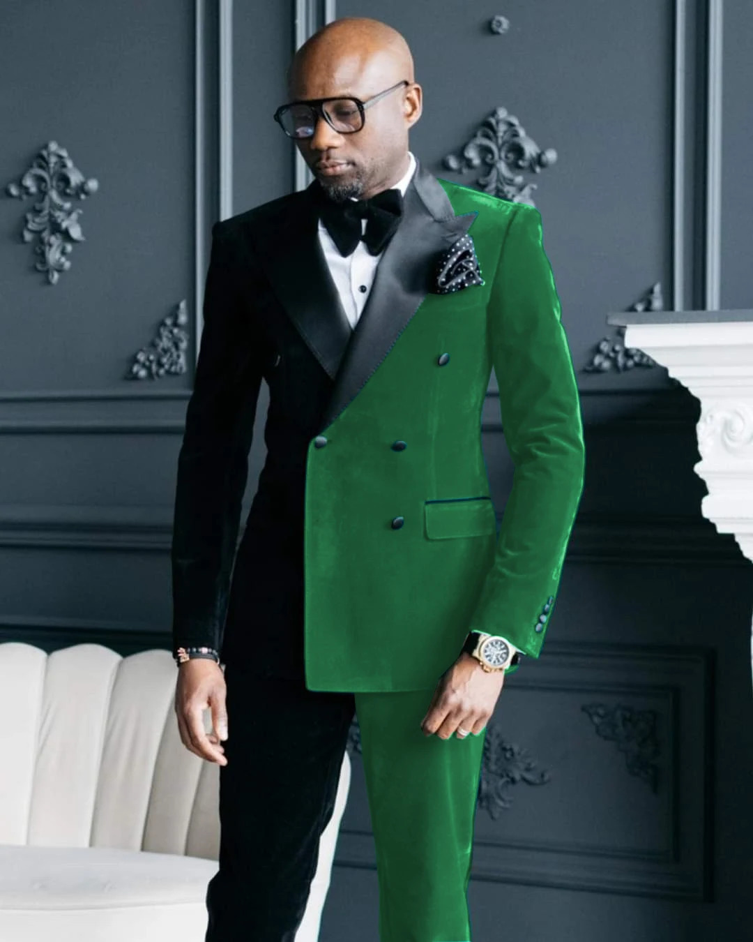 Black Green Velvet Mens Suits Double Breasted Costume Mariage Homme Wedding Tuxedos Groom For Men Tuxedo JacketPants 251211