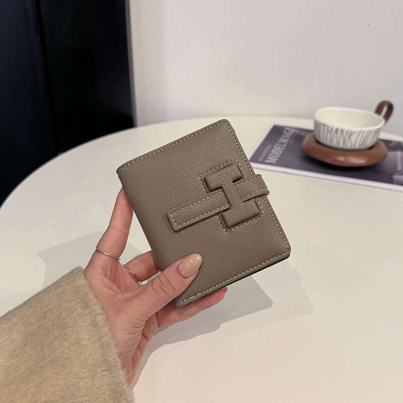 New Drawstring Short Style off High-end Feel Women's Wallet Multi-card Slot Document Organizer