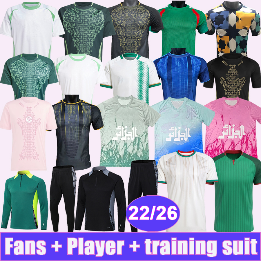 22 26 Algeria Players Fans Soccer Jerseys BENRAHMA BOUNEDJAH MAHREZ ZERROUKI Home Away 3rd Training Wear Football Shirts Uniforms