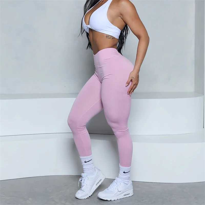 Women Bum Low V-Back Scrunch Butt Leggings Women Fitness Sport Seamless Leggings High Waist Elastic Solid Yoga Pants Gym Joggingt251219