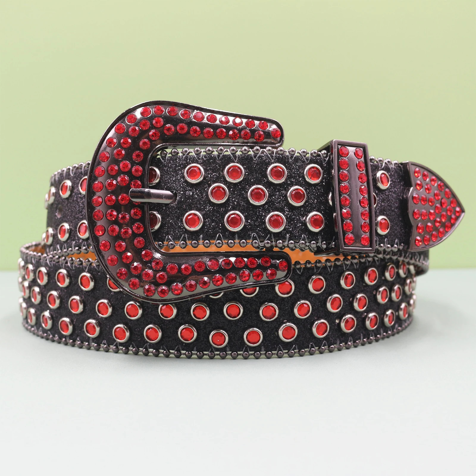 Mens Jeans Rhinestone Large Size Belt Womens Belt Western Denim Shiny Rivet Leather HipHop Punk Rock Y2K Style Belt 251218