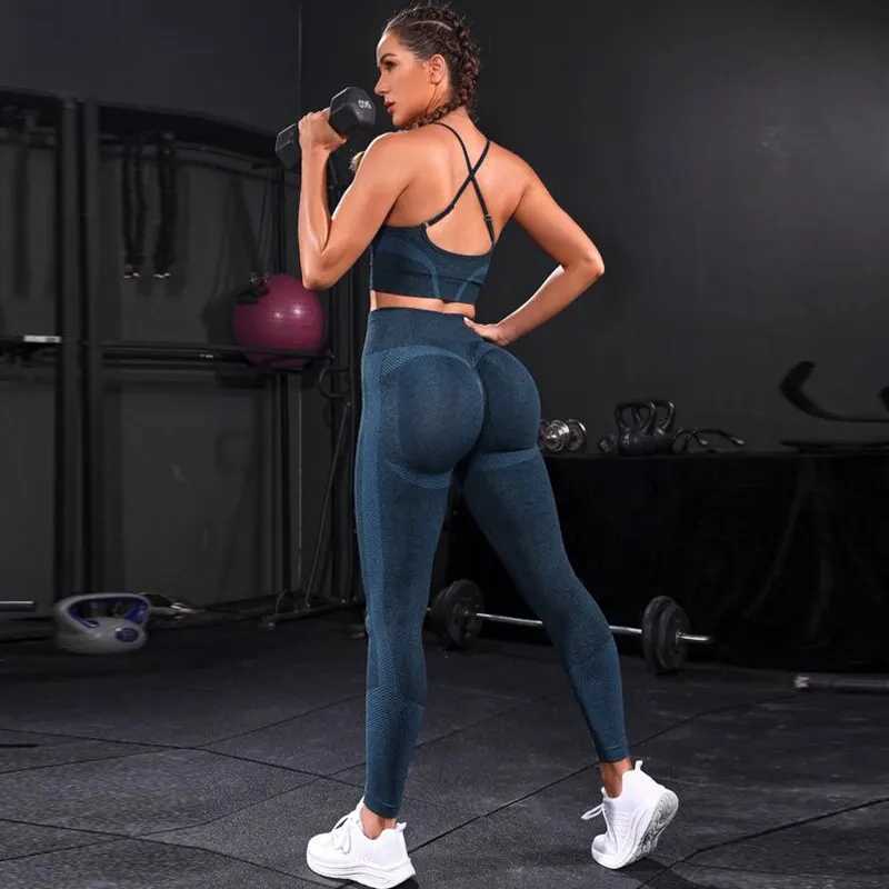 2 Pieces Womens Tracksuit Seamless Yoga Set Workout Sportswear Gym Clothing High Waist Leggings Fitness Sports Suitst251219