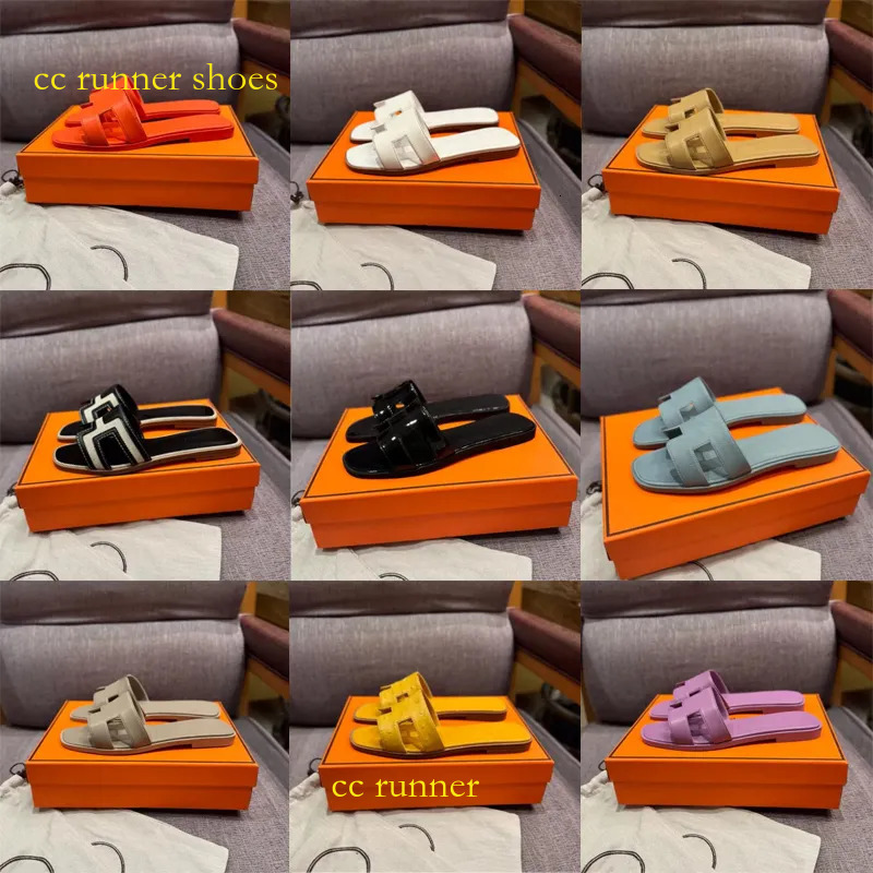 with logo Women Slippers Designer Slides sandals Summer leather Rubber casual flat sandals Fashion Classic Brown Retro Beach slippers size 36-42