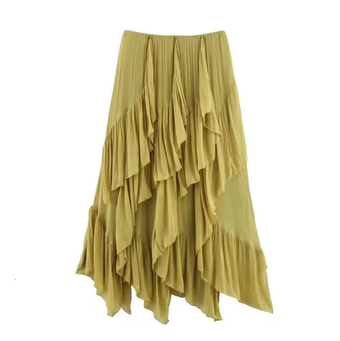European and American style 2025 summer product womens clothing sense layered decoration mid waist MIDI skirt 251212