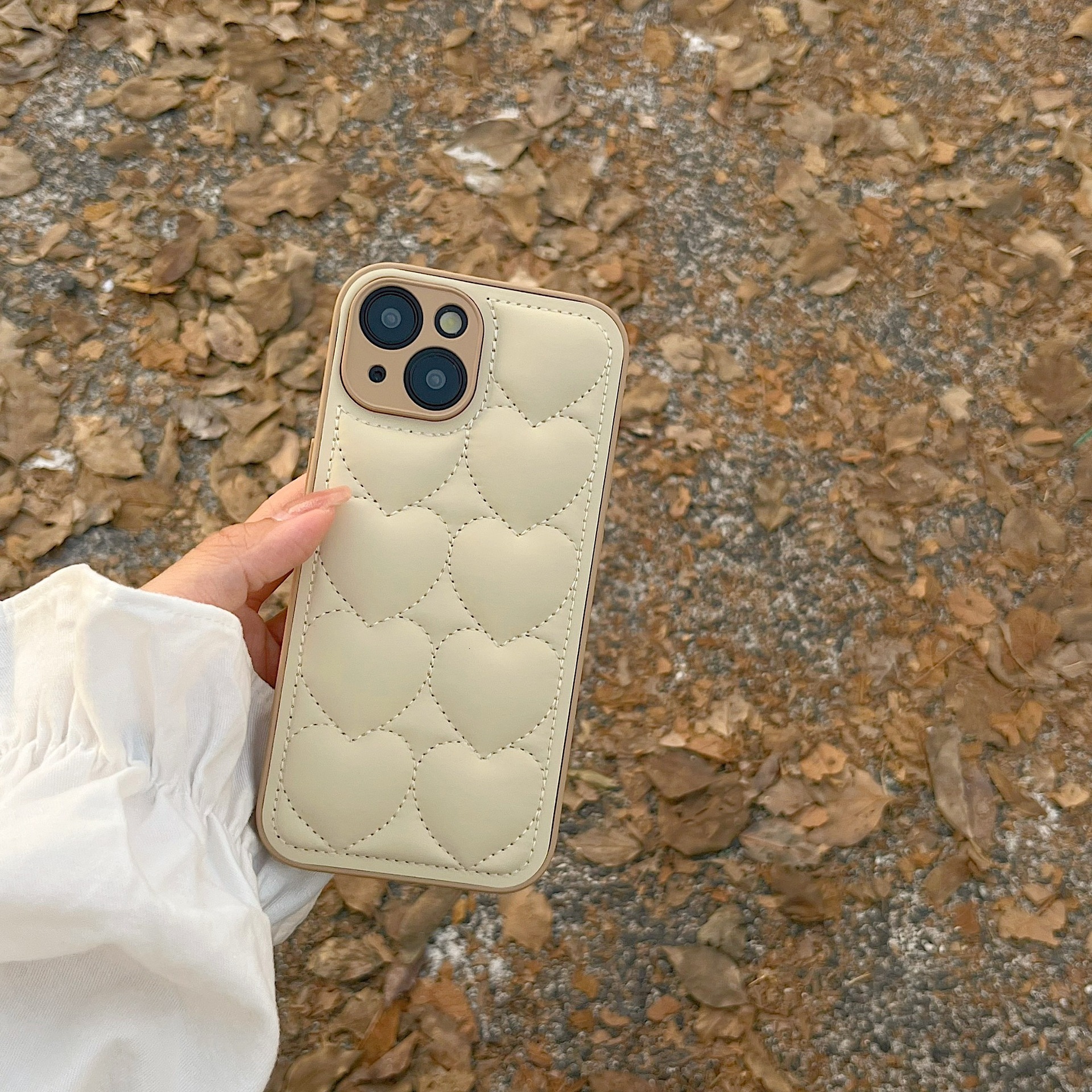 Korean Style Wave Heart Down Jacket Compatible with iPhone 17 Apple 16 Pro Max Phone Case 14 Autumn Winter 15 3D