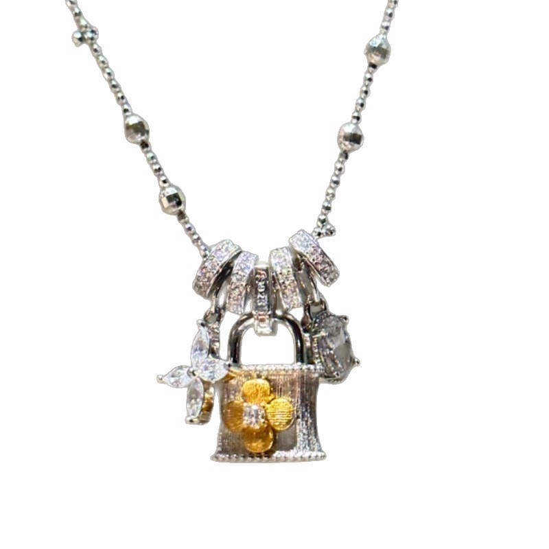 Zircon Flower Basket Cross Pendant Necklace Personality Fashion Niche Design Clavicle Chain Light Luxury High-end Sense Jewelry - view 6