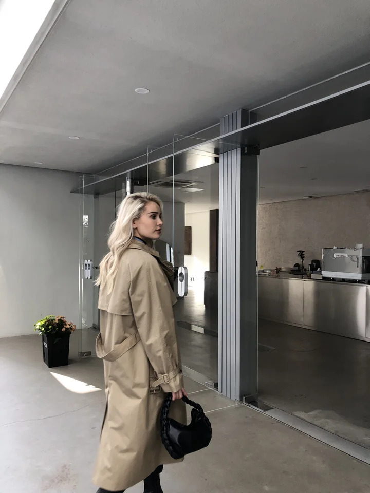 UK Fashion Fall Autumn Casual Double breasted Simple Classic Long Trench coat with belt Chic Female windbreaker 251219