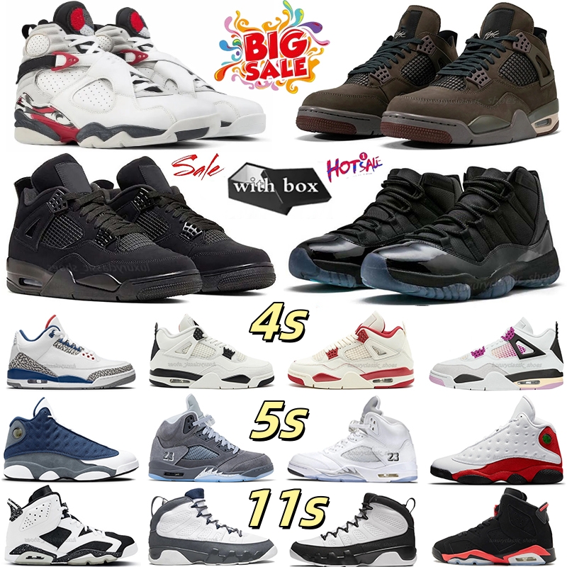 4s 5s 11s Deigner Basketball shoes with box Black Cat 14 Chicago 11 University Blue Pink White Cement Comic Flight Club 12 Bloodline Wolf Grey Sneakers man women shoes