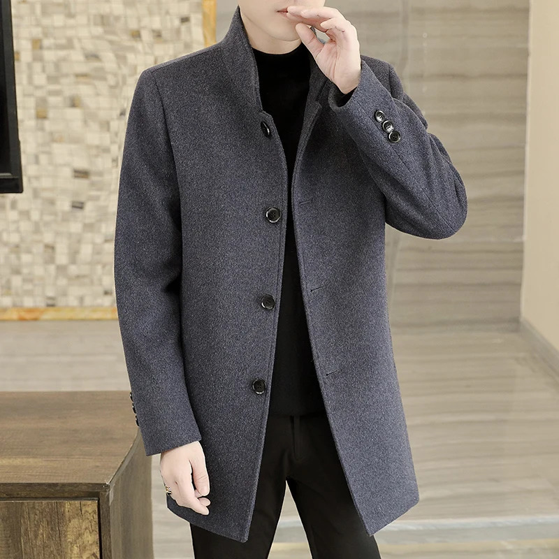 Mens Long Wool Coat High Quality Trendy Fashion Handsome Solid Color Trench with Removable Thickened down Inner Liner 251219