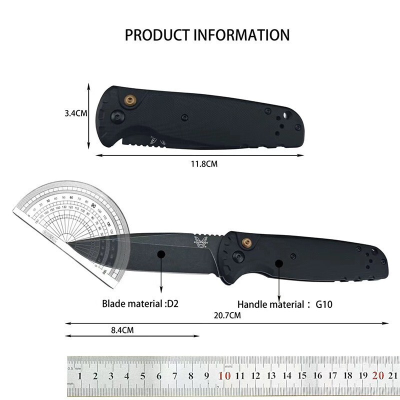 Outdoor Survival Folding Knife EDC Knife D2 Steel G10 Handle BM Knife 4300 Knife Fan Collector Suitable for Survival Hunting