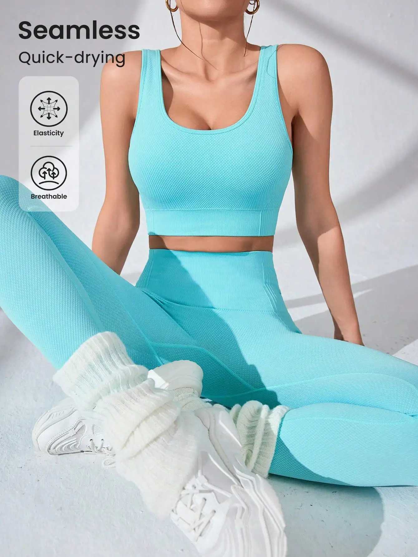 Womens Workout Sets 2 Piece - Seamless Yoga Leggings and Cross-Strap Sports Bra Gym Outfits Activewear Matching Sett251219