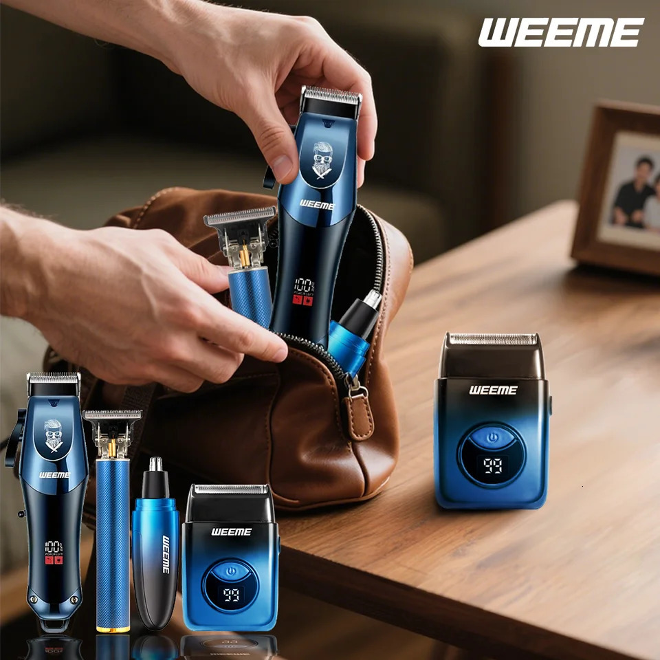 WEEME 4in1 Electric Hair Clipper Set for Men Rechargeable Cordless Trimmer Shaver Kit with Nose Ear Grooming Tools 251215