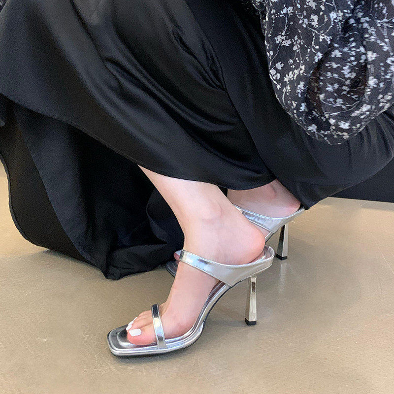 2026 New Women's Strappy Heeled Sandals Thin Heel Slide Design Fashion Versatile Open-Toe Shoes for Skirts