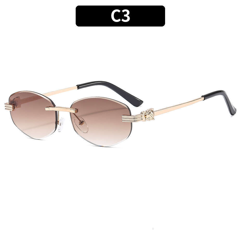 Sunglasses designer sun glasses Fashion New Frameless Irregular Leopard Personality High-end Versatile Trendy Men's Glasses