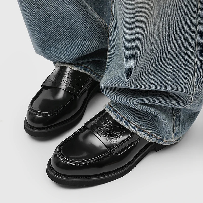 Men All-match Mens Handmade Loafers Leather Fashion Casual Shoes Classic Men Shoes for Wedding Vintage Business Slip on Shoes 251218